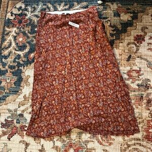Madewell floral midi skirt with slit nwt